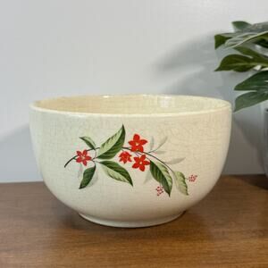 Vintage Universal Cambridge Oven Proof Mixing Bowl Red Floral Permacal Crackle